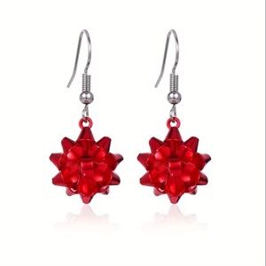Christmas Bow Dangling Earrings